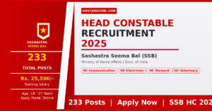 SSB Head Constable Recruitment 2025 — 233 Posts | Apply Online | Sashastra Seema Bal